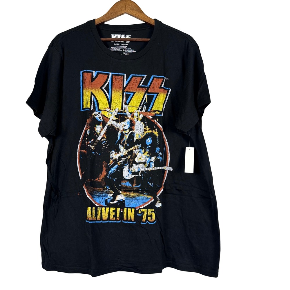 KISS Band T-Shirt Mens Large Gray Heather Short Sleeve Graphic Rock Logo Tee Lrg
